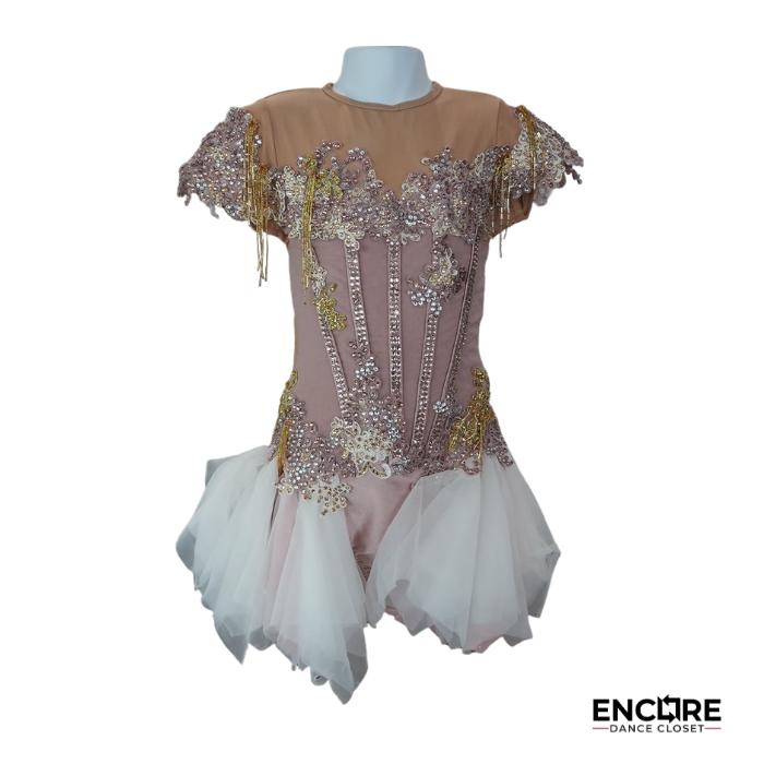 Blush Pink and Gold Embellished Lyrical Costume  leotard