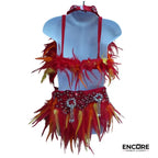 Phoenix Flame Feathered Dance Set  two piece