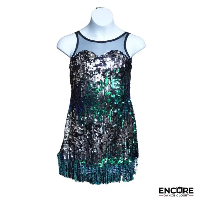 Blue Sparkle Fringe Dress  dress