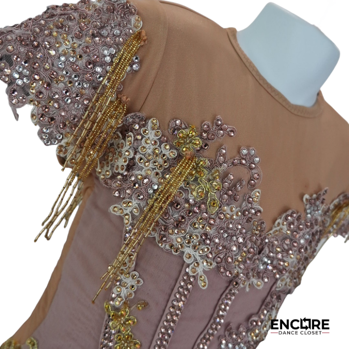 Blush Pink and Gold Embellished Lyrical Costume  leotard