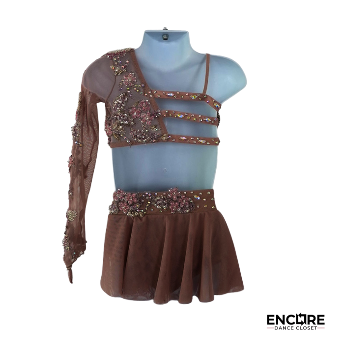 Blush One-Sleeve Rhinestone Solo Costume  leotard
