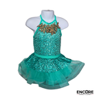 Emerald Green Sequin Convertible Biketard with Two Skirts  dress