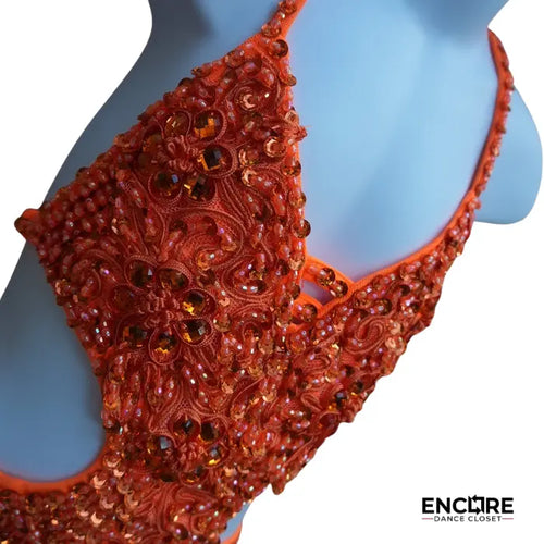 Fiery Tangerine Cutout Jazz Costume  leotard