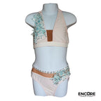Aqua-Accented White Set with Rhinestones  two piece