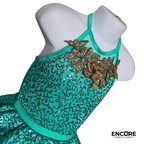 Emerald Green Sequin Convertible Biketard with Two Skirts  dress