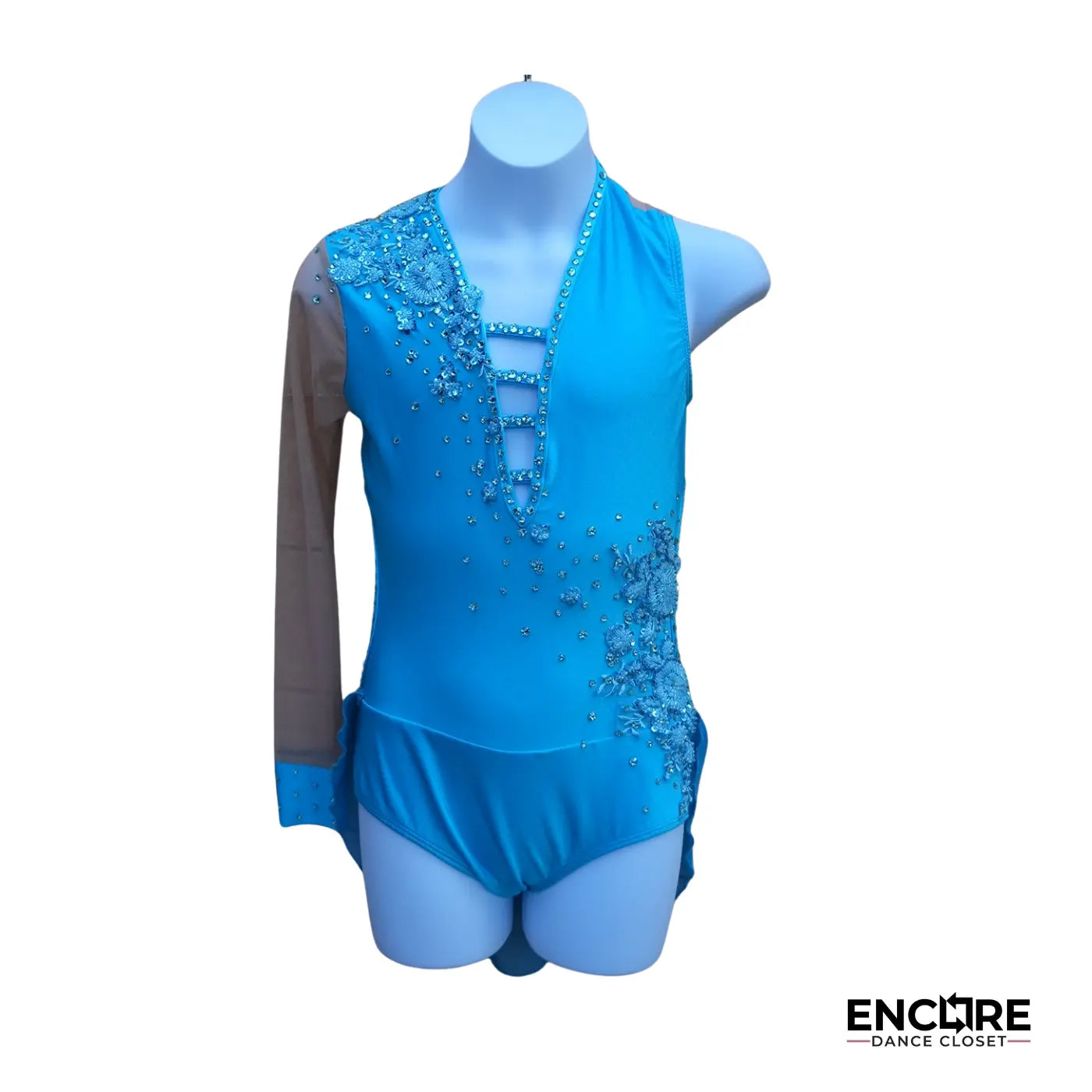 Turquoise Floral Applique Leotard  leotard