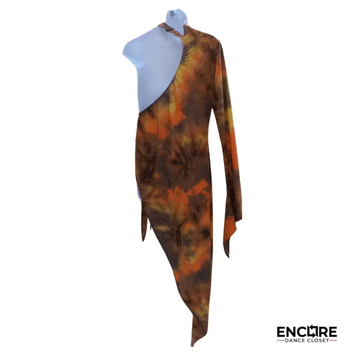 Asymmetrical Tie-Dye Lycra Wrap with One Shoulder  dress