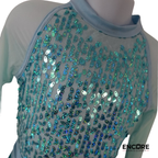 Aqua Iridescent Sequin Mesh Top & Shorts Set  biketard