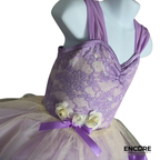 Lavender Lace Ballet Dress with Tulle Skirt & Floral Detail  dress