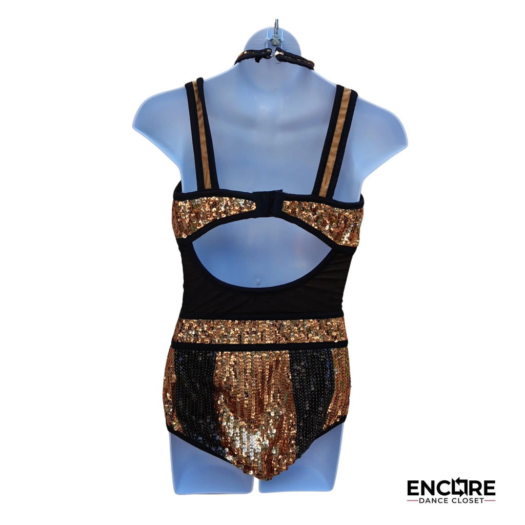 Black & Gold Cut-Out Glam  leotard