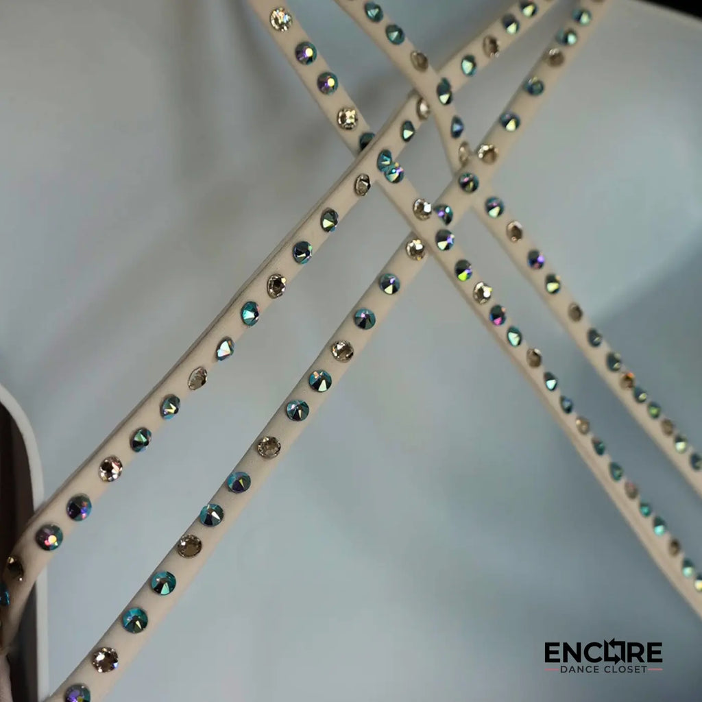 Aqua-Accented White Set with Rhinestones  two piece