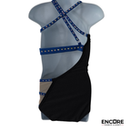 Black and Blue Asymmetrical Contemporary Costume w/ Rhinestones  two piece