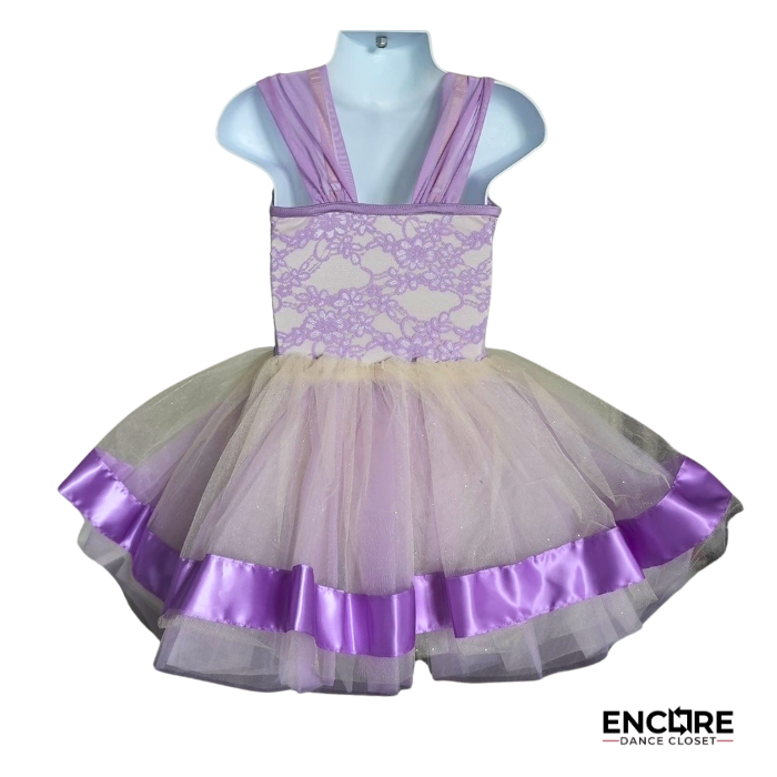 Lavender Lace Ballet Dress with Tulle Skirt & Floral Detail  dress