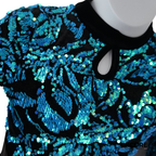 Teal Iridescent Sequin Velvet Long-Sleeve Biketard  biketard