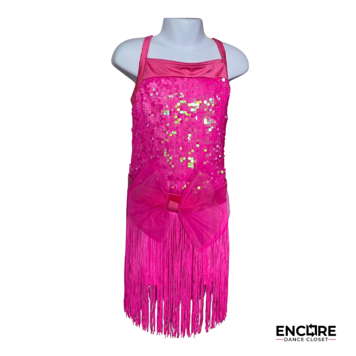 Hot Pink Sequin Dress with Removable Fringe & Tulle Skirts  dress