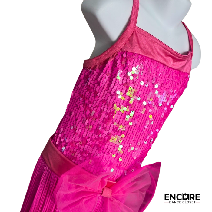 Hot Pink Sequin Dress with Removable Fringe & Tulle Skirts  dress