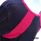 Black Velvet Long-Sleeve Top with Red Velvet Accents  top