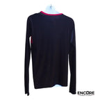 Black Velvet Long-Sleeve Top with Red Velvet Accents  top