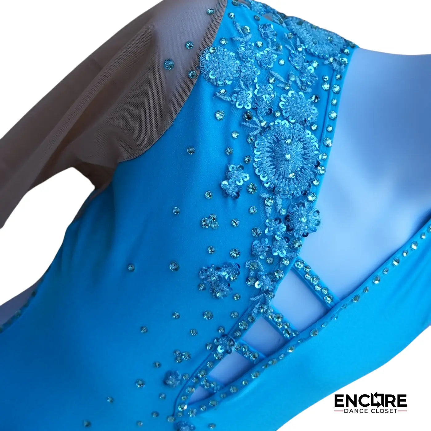 Turquoise Floral Applique Leotard  leotard