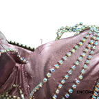 Metallic Rose Two-Piece Contemporary Costume with Rhinestone Draping  two piece