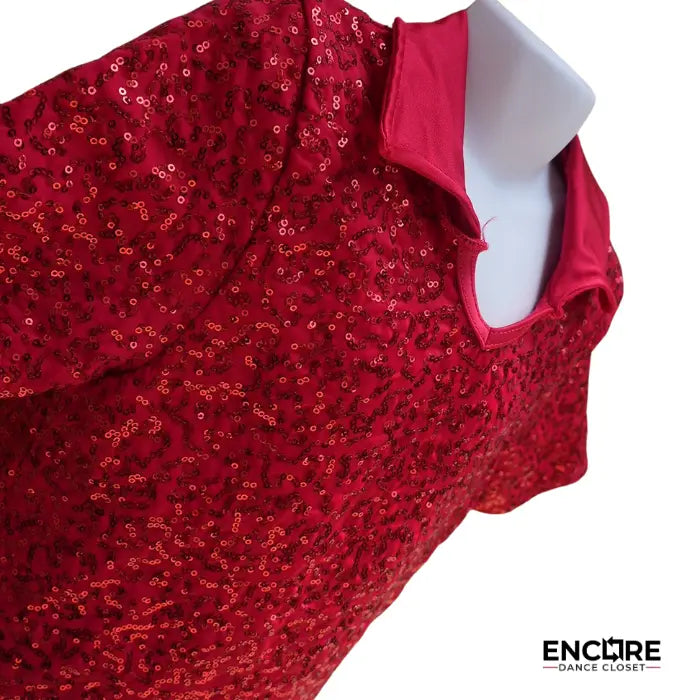 Sequin Collar Shirt Set  two piece