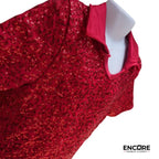 Sequin Collar Shirt Set  two piece