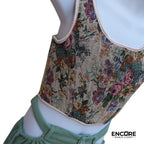 Green Corduroy Pants & Floral Corset  two piece