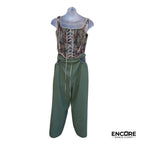 Green Corduroy Pants & Floral Corset  two piece