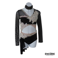 Black Contemporary Costume with Sheer Sleeves and Rhinestone Appliqué  two piece