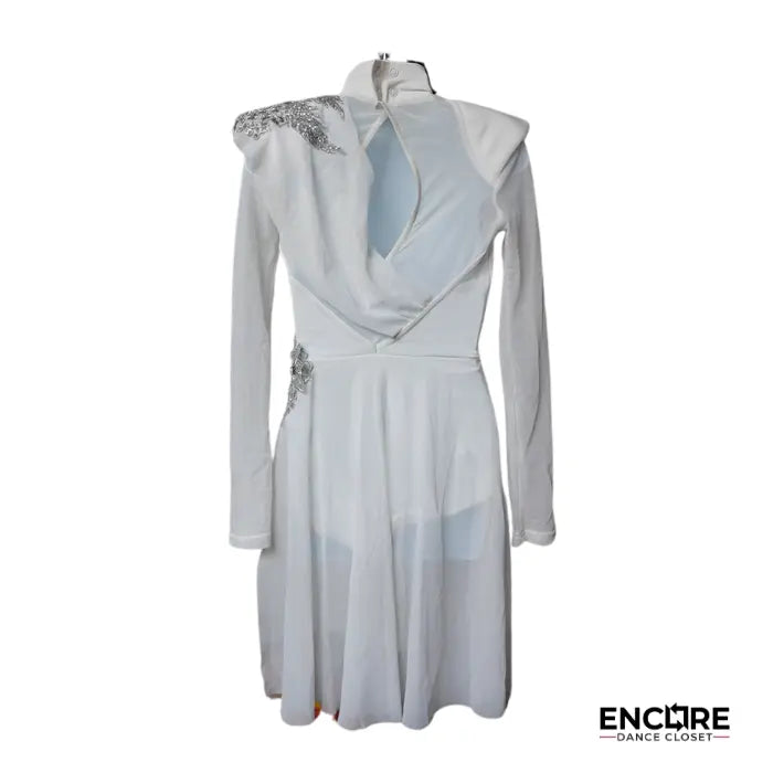 Edgy White and Gold Lyrical Costume with Appliques  leotard