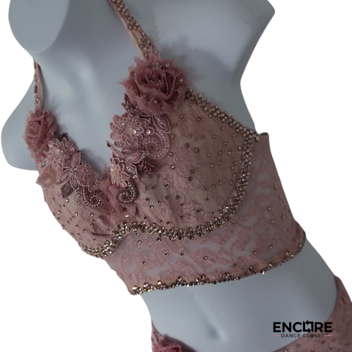 Dusty Rose Lace Two-Piece Lyrical Costume with Skirt  two piece