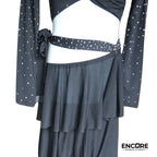 Glimmering Black Mesh Layered Pant and Top  two piece