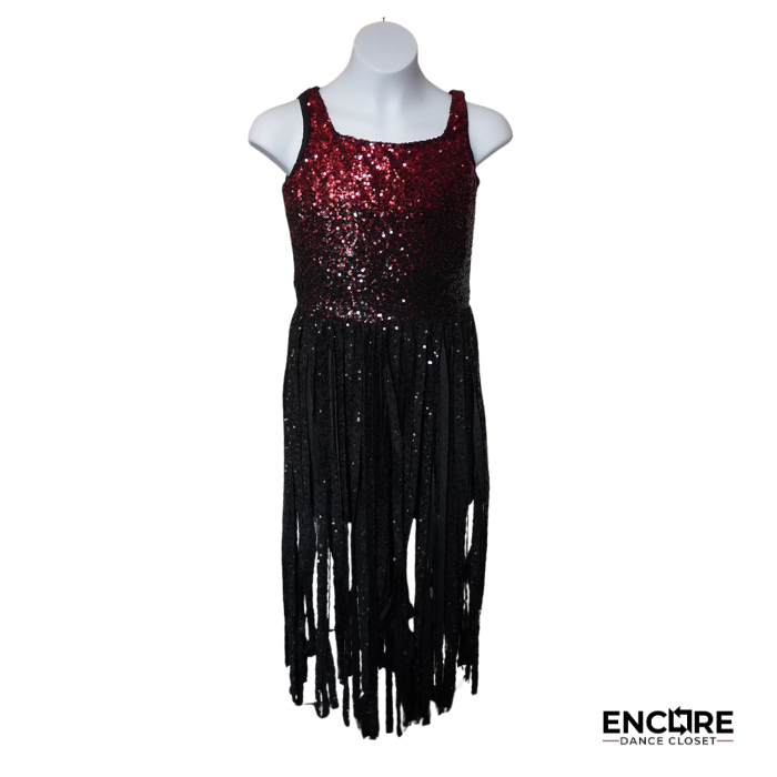 Red to Black Fringe Dress