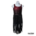 Red to Black Fringe Dress  dress
