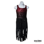 Red to Black Fringe Dress  dress