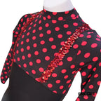 Pink Polka Dot Mock Neck Unitard with Sequin Suspenders  unitard