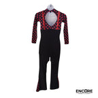 Pink Polka Dot Mock Neck Unitard with Sequin Suspenders  unitard