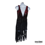Red to Black Fringe Dress  dress