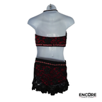 Red and Black Lace Two-Piece Costume with Ruffle Skirt  two piece