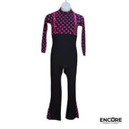 Pink Polka Dot Mock Neck Unitard with Sequin Suspenders  unitard