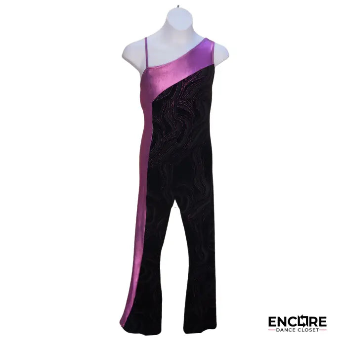 Black Velvet and Pink Shiny Lycra Groovy Unitard  unitard
