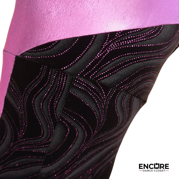 Black Velvet and Pink Shiny Lycra Groovy Unitard