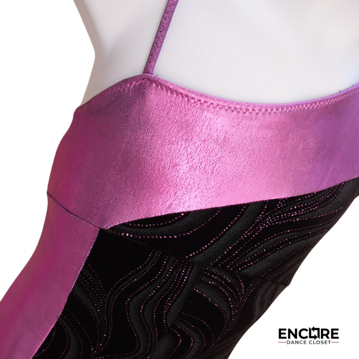 Black Velvet and Pink Shiny Lycra Groovy Unitard