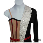 Striking Split-Design Tuxedo  leotard