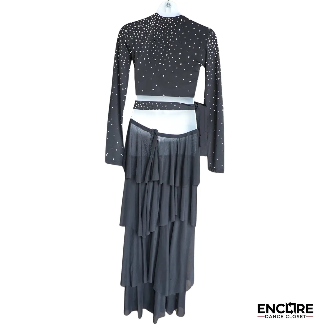 Glimmering Black Mesh Layered Set  two piece