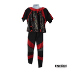 Red & Black Sequin Two-Piece Set with Mesh Leg Detail  pants
