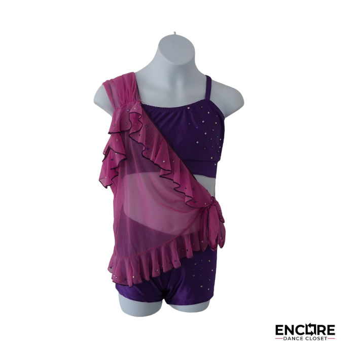 Purple & Pink Ruffle Jazz Costume  two piece