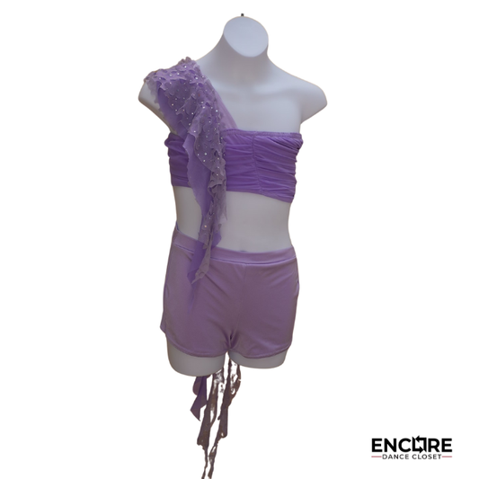 Lilac Lyrical Set with Pleated Mesh Overlay