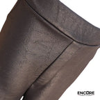 Black Crocodile-Textured Straight-Leg Pants  pants