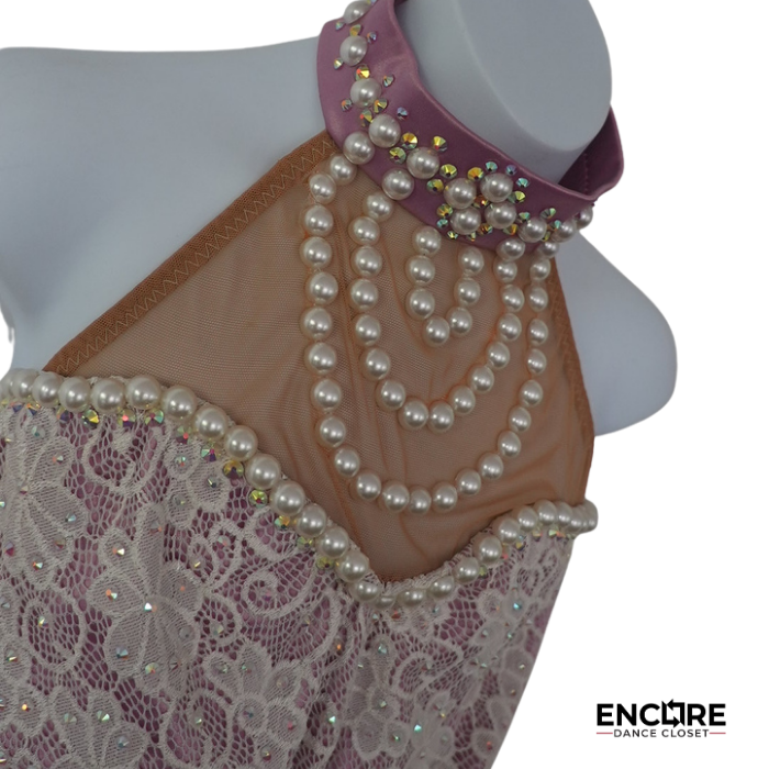 Lace Two-Piece Costume w/Pearl Detail and Choker  leotard